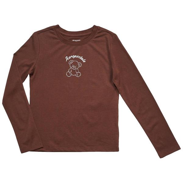 Girls (7-16) Aeropostale Long Sleeve Rhinestone Bear Tee - image 