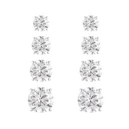 Sterling Silver Diamond Simulant Stud Earrings