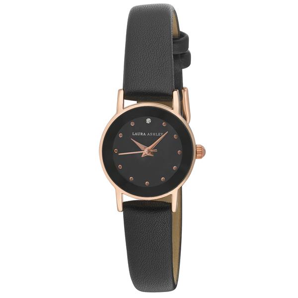 Womens Laura Ashley(R) Black Dial and Band Watch - LA3002BK - image 
