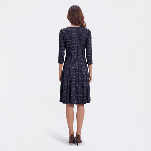 Womens Sami & Jo 3/4 Sleeve Solid Knit Lurex Sweater Dress