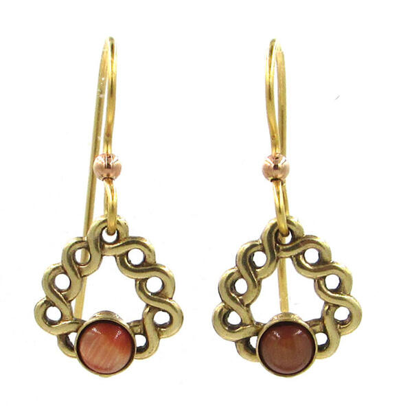 Silver Forest Woven Triangle Copper Colored Cabochon Earrings - image 
