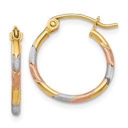 Gold Classics(tm) 14kt. White & Rose Rhodium Hoop Earrings