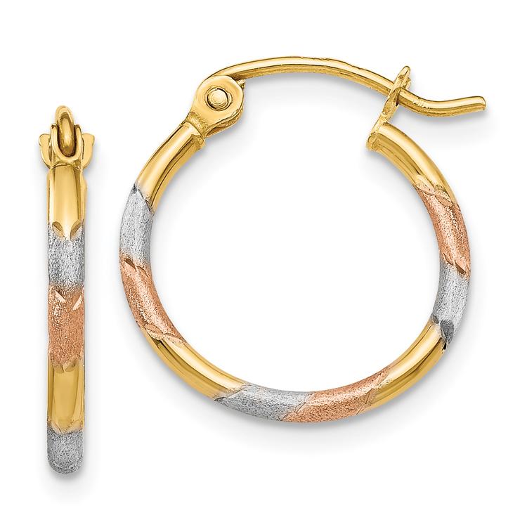 Gold Classics(tm) 14kt. White & Rose Rhodium Hoop Earrings