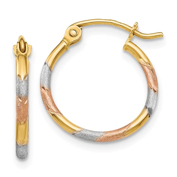 Gold Classics&#40;tm&#41; 14kt. White & Rose Rhodium Hoop Earrings - image 