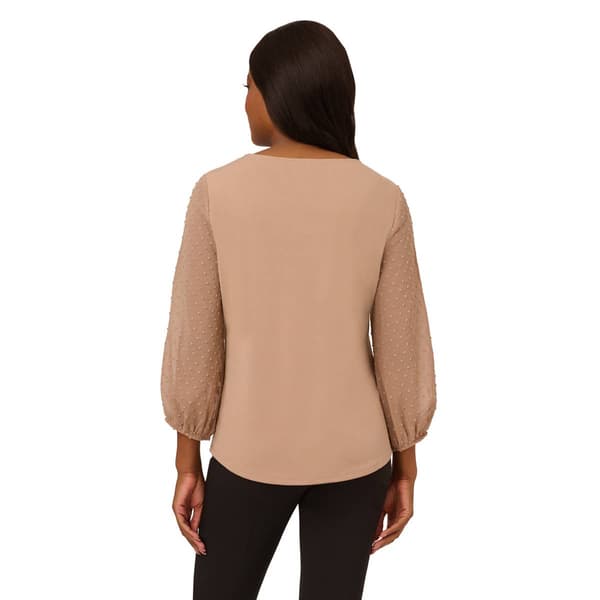 Womens Adrianna Papell Clip Dot Sleeve Crew Neck Blouse