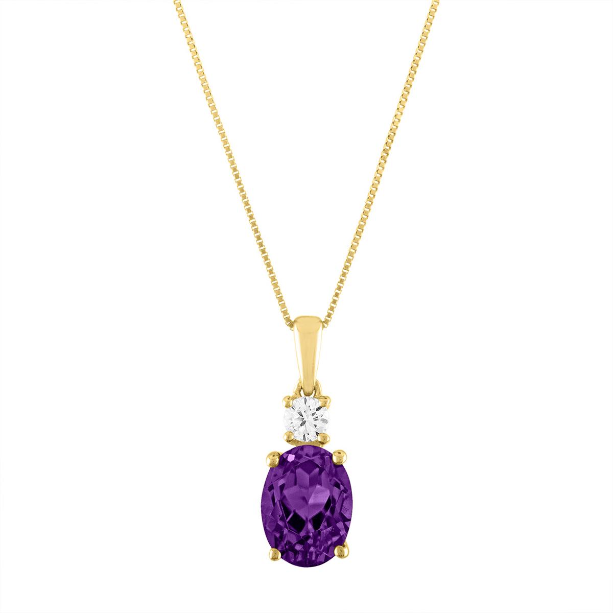 Diamond Classics™ 10kt. Yellow/Amethyst Oval Pendant