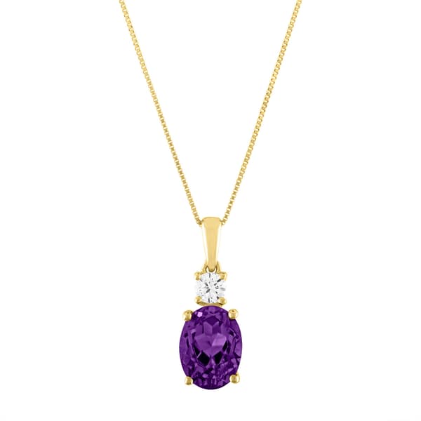 Diamond Classics&#40;tm&#41; 10kt. Yellow/Amethyst Oval Pendant - image 