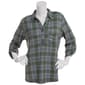 Womens Emily Daniels 1 Pocket Plaid Hacci Blouse-Green/Blue - image 1
