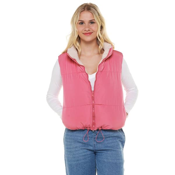 Juniors Love Tree Solid Reversible Puffer Vest - image 