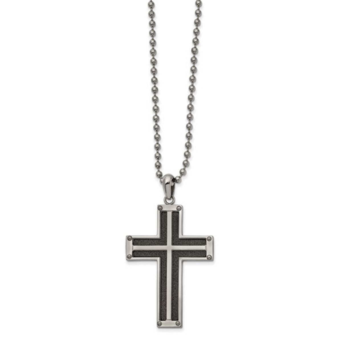 Mens Gentlemen’s Classics™ Black Plated Laser Cut Cross...