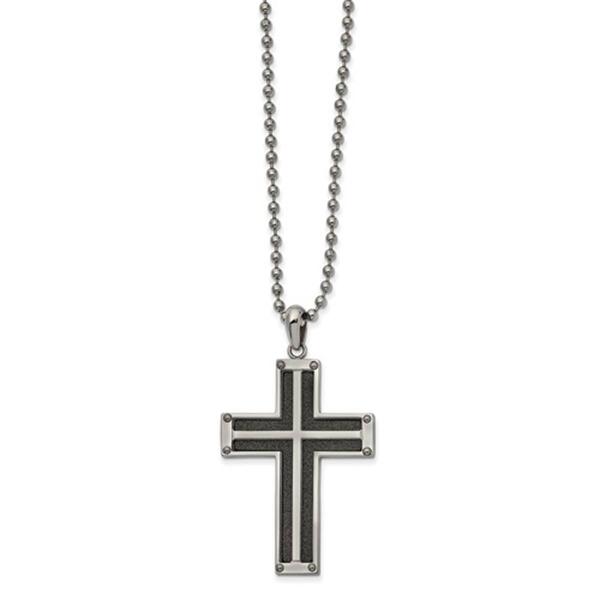 Mens Gentlemen's Classics&#40;tm&#41; Black Plated Laser Cut Cross Necklace - image 