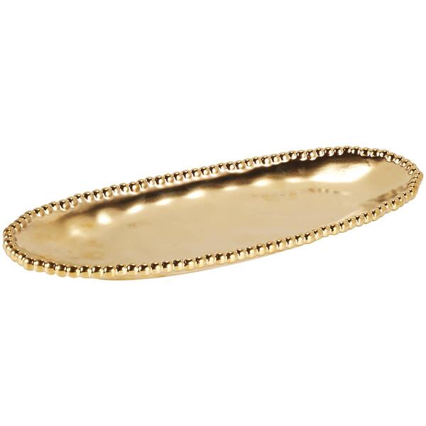 Home Essentials 17x7 Gold Oval Serving Tray - image 