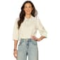 Womens Democracy 3/4 Sleeve Ruffle Edge Button Down Blouse - image 1
