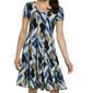 Womens Sami & Jo Short Sleeve Chain Links Jacquard Seamed Dress - image 3