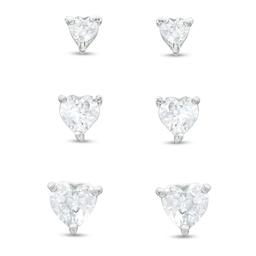 Gianni Argento 3pc. White Sapphire Heart Stud Earrings Set