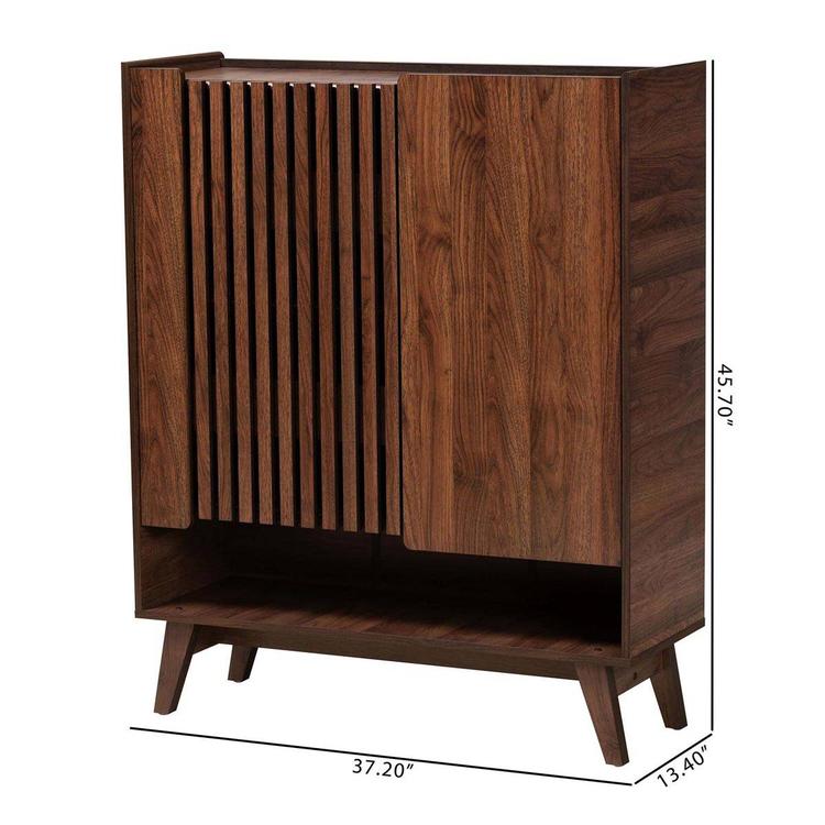 Baxton Studio Paricia Modern Walnut Finished Wood Shoe Cabinet