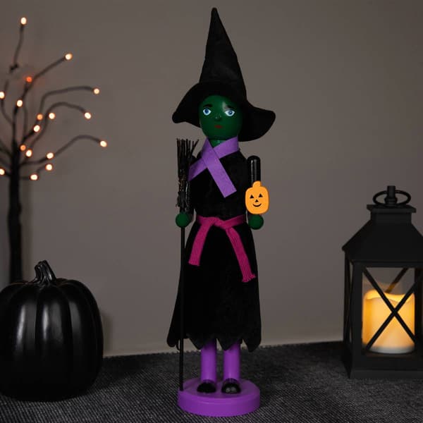 Northlight Seasonal 14in. Green Witch Wooden Halloween Nutcracker