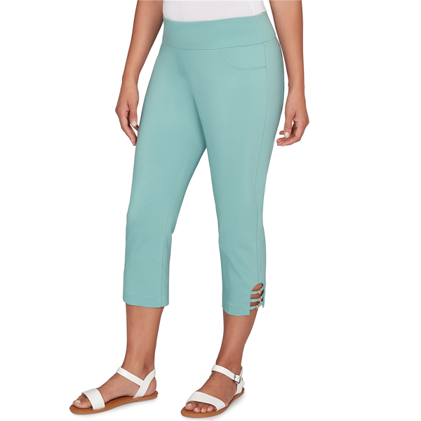 Womens Hearts of Palm Fresh Start Solid Tech Stretch Capris