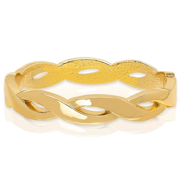 14kt. Gold Plated Hinge Braided Bangle Bracelet - image 