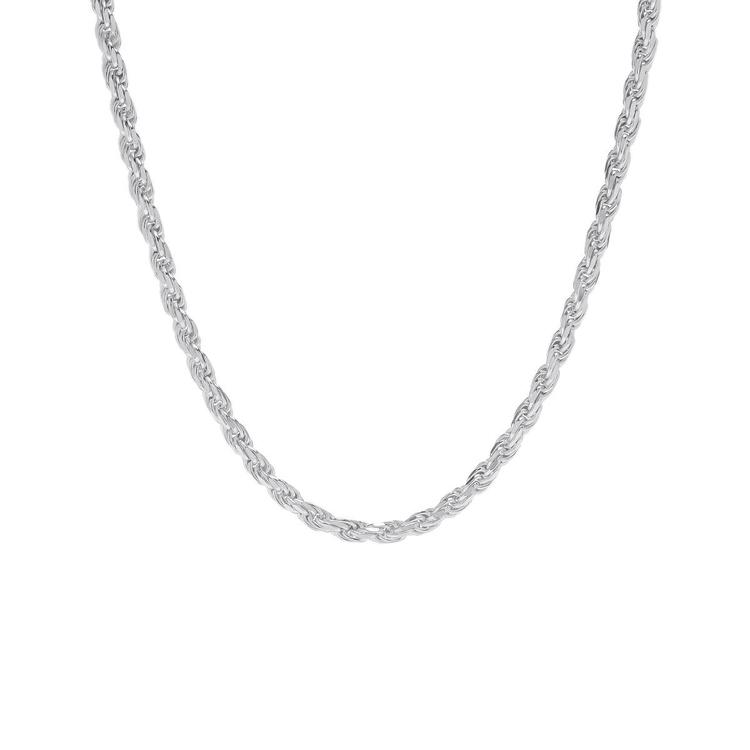 20in. Polished Sterling Silver Solid Rope Chain Necklace