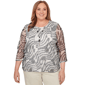 Plus Size Alfred Dunner Detail Driven 3/4 Sleeve Abstract Blouse - image 1