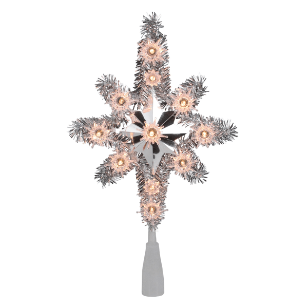Northlight Silver Lighted Tinsel Star of Bethlehem Tree Topper