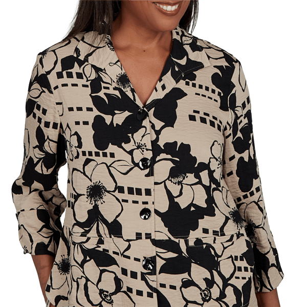 Womens Alfred Dunner Travel Advisory 3/4 Sleeve Floral Blouse
