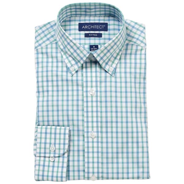 Mens Architect(R) High Performance Fitted Dress Shirt - Blue/Green - image 
