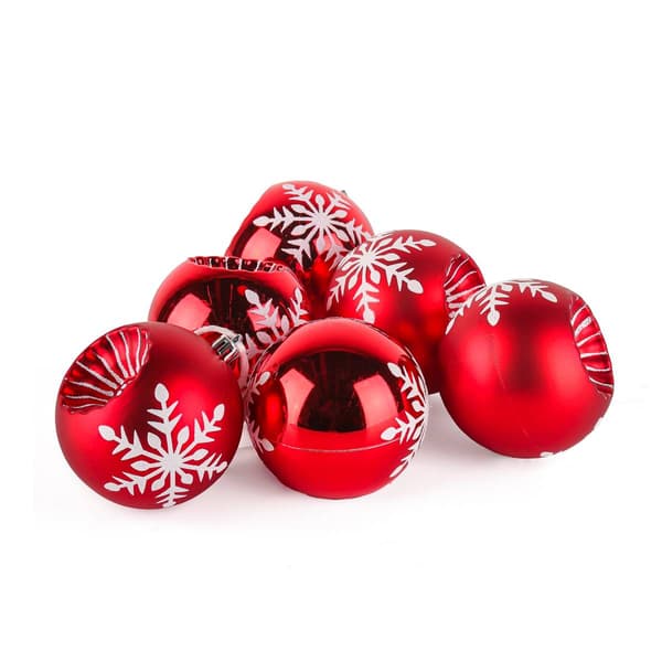 National Tree 6pc. Red Snowflake Shatterproof Ornaments