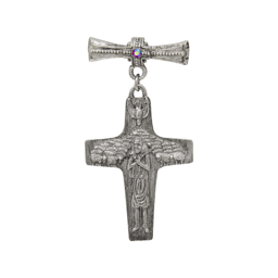 Symbols of Faith Pewter Tone Red Stone Pope Francis Cross Pin