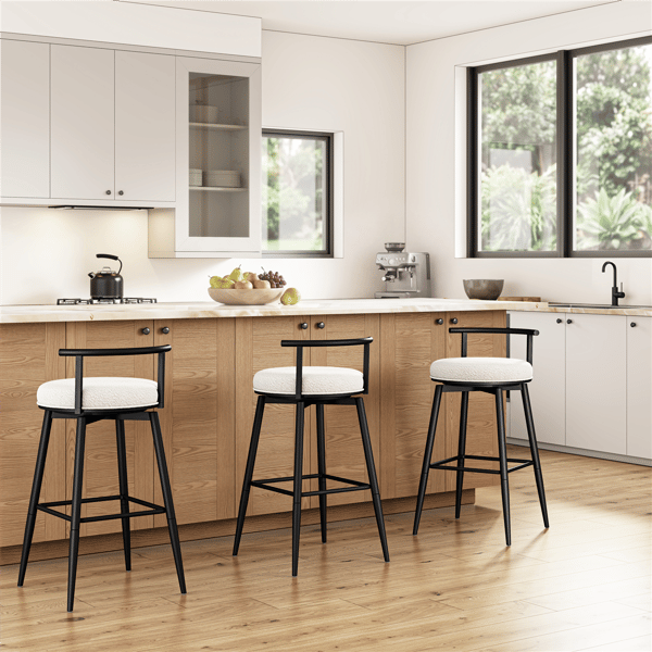HH2 Home Dael Metal & Upholstered Adjustable Height Swivel Stool