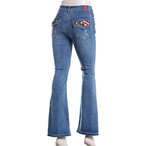 Juniors Gogo Rhinestone Americana Pocket Bootcut Jeans