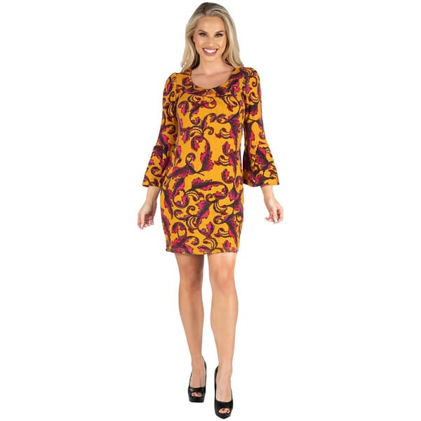 24/7 Comfort Apparel Three Quarter Sleeve Mini Sheath Dress - image 