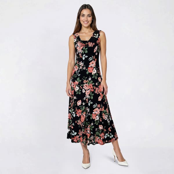 Womens Robbie Bee Sleeveless Floral Cowl Neck Midi Dress - image 