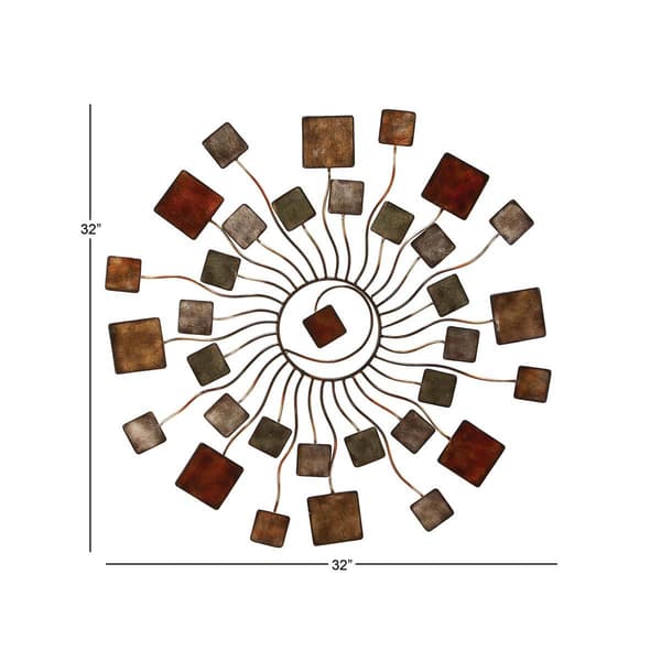 9th & Pike® Brown Modern Abstract Round Metal Wall Decor