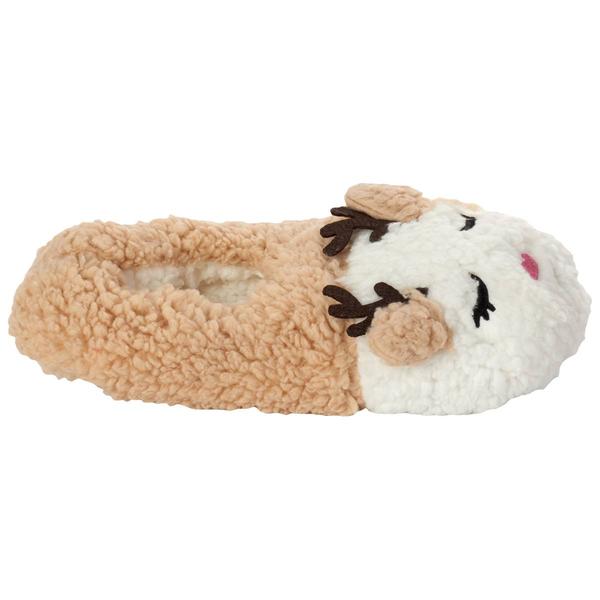 Womens Fuzzy Babba Reindeer Puffer Slippers