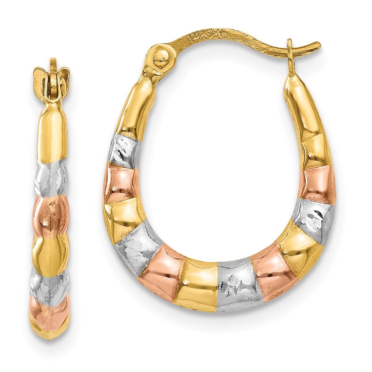 Gold Classics™ 14kt. Rhodium Scallop Hollow Hoop Earrings