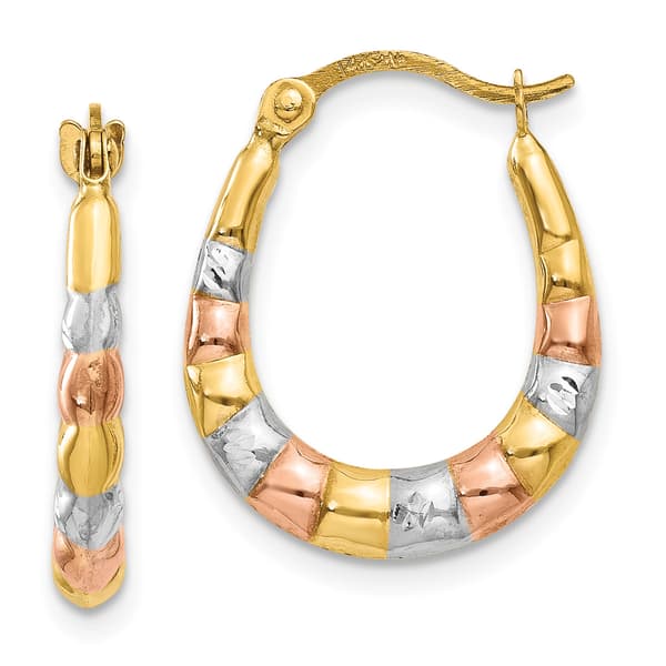 Gold Classics(tm) 14kt. Rhodium Scallop Hollow Hoop Earrings - image 