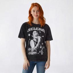 Juniors C-Life Mineral Wash Selena Song Lyrics Oversized Tee