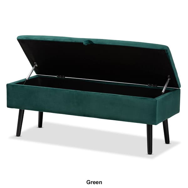 Baxton Studio Caine Velvet Fabric Wood Storage Bench