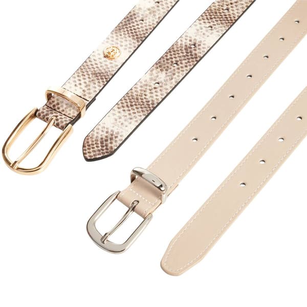 Womens Steve Madden 2 for 1 Off-White/Snakeskin Belt - image 