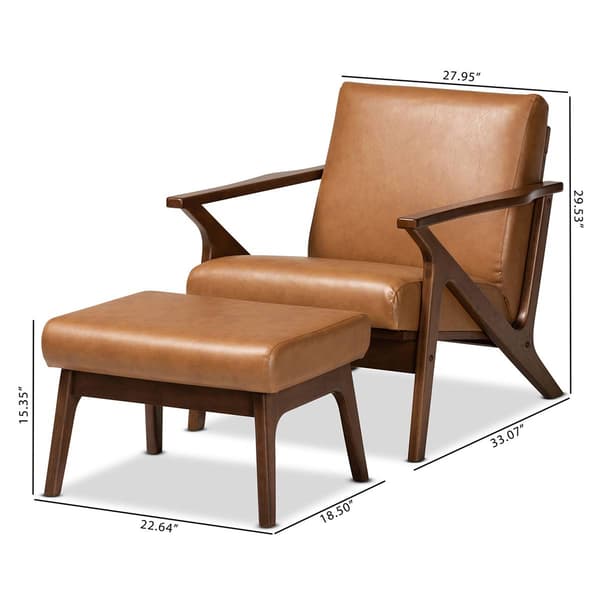 Baxton Studio Bianca Faux Leather 2pc. Lounge Chair & Ottoman Set