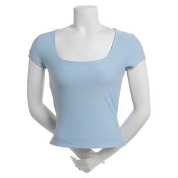 Juniors Derek Heart Short Sleeve Square Neck Double Layer Tee