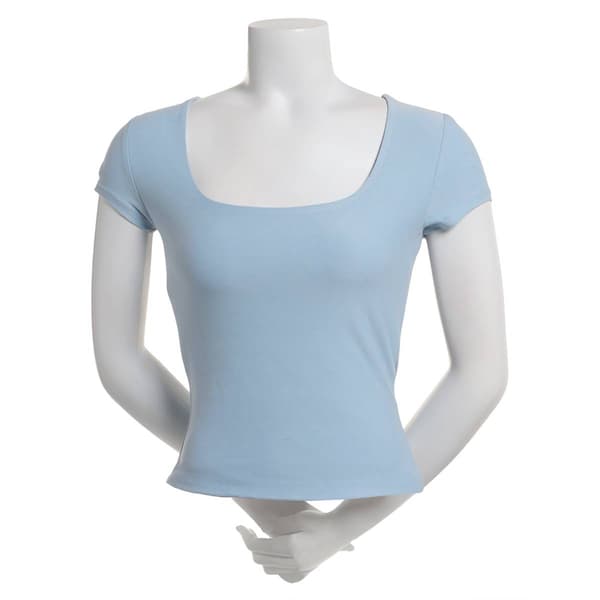 Juniors Derek Heart Short Sleeve Square Neck Double Layer Tee - image 
