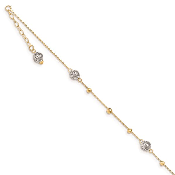 Gold Classics(tm) 14kt. Gold Two-Tone Bead with 9in. Anklet - image 