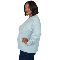 Plus Size Emaline Holiday Festivities Floral Embellished Sweater
