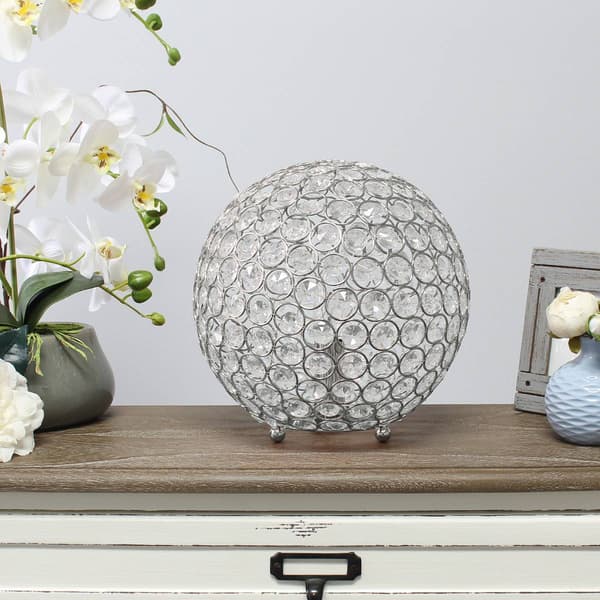Lalia Home Elipse Medium 10in. Metal/Crystal Round Orb Table Lamp