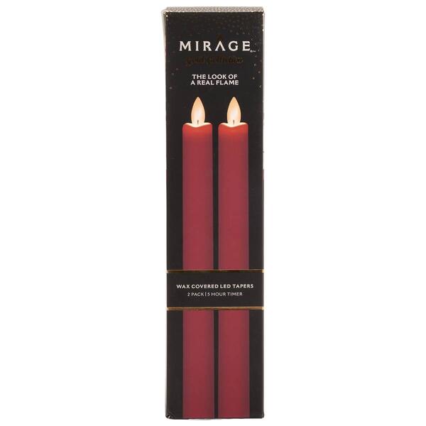 Mirage 2pk. 9in. Red Mirage LED Taper Flameless Candles - image 
