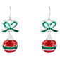 CZ Bow & Ball Ornament Drop Earrings - image 2