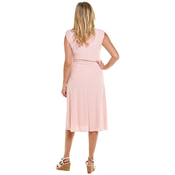 Womens Connected Apparel Sleeveless Eyelet Tie Front Midi Dress